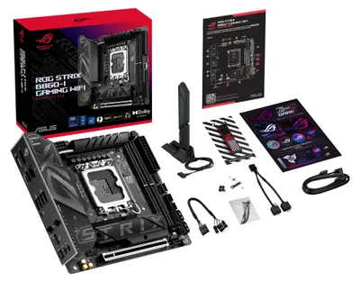 Produktbild von ASUS ROG STRIX B860-I GAMING WIFI, Intel, LGA 1851 (Socket V1), Intel Core Ultra (Series 2), DDR5-SDRAM, 128 GB, DIMM