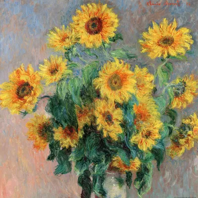 Produktbild von Claude Monet Kunstdruck Bild - Sonnenblumenstrauß. 1880 (100 x 100 cm)