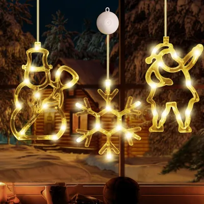 3er-Set LED-Weihnachtsbeleuchtung, 40 cm, batteriebetrieben, Schneeflocke
