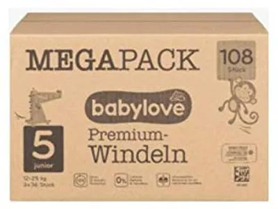 Immagine prodotto di babylove - Pannolini junior 5, 10-16 kg, 3 x 36 pezzi, confezione da 108 pezzi