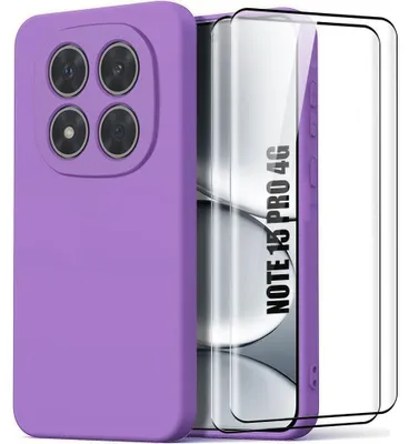 Image de Coque + 2 Verres Trempés pour Xiaomi Redmi Note 15 Pro 4G, Silicone Liquide Slim Souple Mat Violet