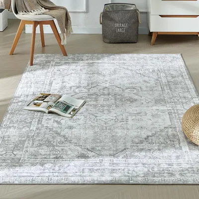 Obrázok produktu pre Omgoods – Starý koberec – Sivý, umývateľný, 80 x 150 cm