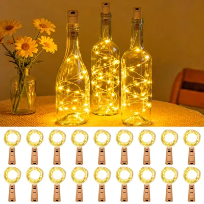 LED-Lichtschnur, 18 Stück, 2 m, 20 LEDs, warmweiß, batteriebetrieben