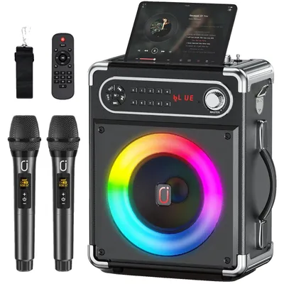 Obrázok produktu pre Karaoke zariadenie, Bluetooth konektivita, dve bezdrôtové mikrofóny, čierna farba