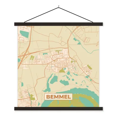 Obrázek produktu pro MuchoWow® Textilní plakát - Bemmel - Mapa města - Modrá - 120x120cm - S černými lamelami