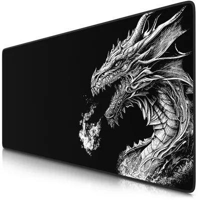 Produktbild von Titanwolf Gaming Mauspad XXL, 900 x 400 x 3 mm, Schreibtischunterlage, abwaschbar, rutschfeste Rückseite, Geschwindigkeit & Präzision, Black Dragon