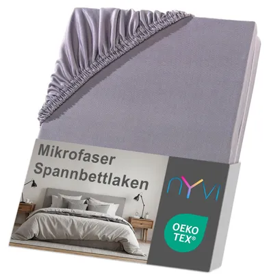 Produktbild von NYVI Spannbettlaken DreamScience Mikrofaser 90x200 - 100x200 cm grau für Matratzen bis 22 cm Höhe - Weich & Anschmiegsam, Rundumgummizug, Bügelfrei