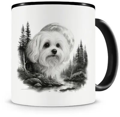 Image de Tasse à café - Motif "Chien dans la forêt" - Tasse à thé pour les propriétaires de chiens - Blanche
