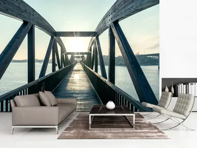 Produktbild von Vlies Fototapete 400x280 cm Tapeten Wandtapete XXL Sonne Brücke c-B-0086-a-d