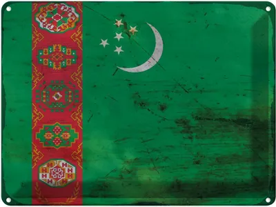 Produktbild von vianmo Blechschild 30x40 cm Turkmenistan Flagge Fahne Wappen