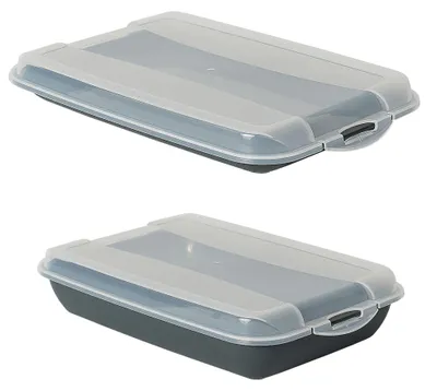 Produktbild von Novaliv Sparset 1x flach 1x hoch Anthrazit Premium Aufschnittbox mit Transparentem Deckel, Frischhaltedosen für Wurst & Käse Maße 25x17x3 cm 25x17x5 cm Kühlschrank Organizer Knäckebrotbox must-have