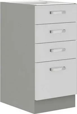 Image de Meuble bas avec tiroirs 40 cm GENJI - gris / blanc brillant