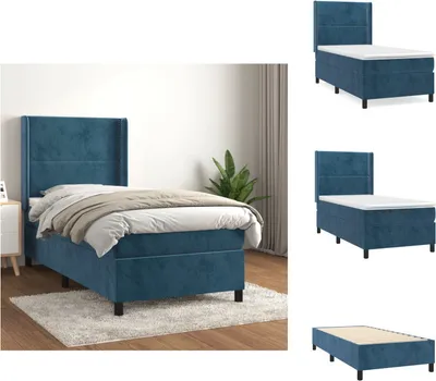 Immagine prodotto di vidaXL Letto a molle con materasso blu scuro 100x200 cm in velluto - Letti e strutture letto