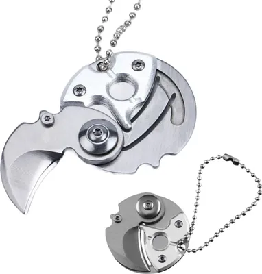 Produktbild von Mini Messer kleines Taschenmesser als Schlüsselanhänger Rund aus Edelstahl EDC - Silber
