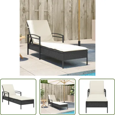 Produktbild von The Living Store Sonnenliege mit Auflage Schwarz 63x200x81 cm Poly Rattan