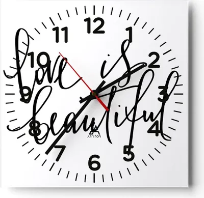 Produktbild von Wanduhr - Quadrat - Glasuhr - Das Leben ist wunderschoen - 40x40cm - Schleichendes Uhrwerk - Lautlos - zum Aufhängen bereit - Dekoration Modern - Wanddekoration aus Glas - C4AC40x40-4466