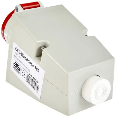 Productafbeelding van Schwabe CEE wandcontactdoos voor inbouw - CEE wandcontactdoos - 400 V, 16 A, 4-polig - Wanddoos met klapdeksel - met slagvaste behuizing - met schroefklemmen - Germany - IP44 - Wit/Rood, 60578