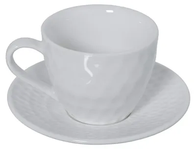 Porzellan-Kaffeetassen, weiß, 9x6 cm, Unterteller 5 cm, 6 Stück