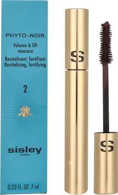 A product shot of a mascara tube and its packaging.