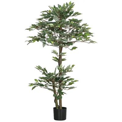 Image de Outsunny Arbre Artificiel Plante Artificiel ficus Hauteur 1,5 m Tronc Branches Liane Lichen Feuilles Grand réalisme Pot Inclus