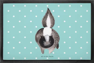 Produktbild von Mr. & Mrs. Panda Schmutzfangmatte Stinktier Angriff 60 x 90 cm - Türkis Pastell - Geschenk, Skunk, Fussmatte, wütend, Gummimatte, Raubtier, fußmatte, Schmutzmatte