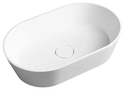 Productafbeelding van Sapho GERANO wastafel van gietmarmer, inclusief afvoerstop, opzetmodel, 60x38 cm, wit