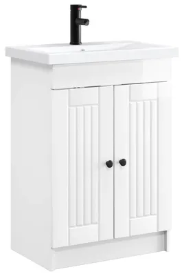 Image de Ensemble de meubles de salle de bain vidaXL, blanc brillant, 78,5 x 37,5 x 81 cm