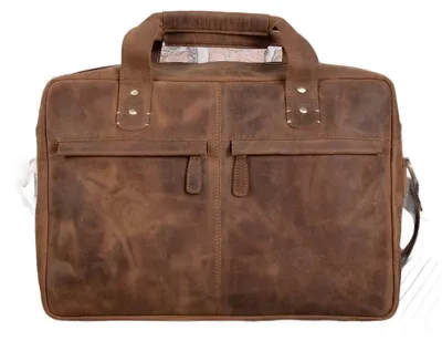 Produktbild von Belveder Vintage-Laptoptasche Herren Braun aus Naturleder, elegante Businesstasche für 15,6 Zoll Laptop, Büro und Reise, BL131