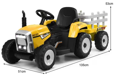 Produktbild von 12V Kinder-Trettraktor mit Anhänger und Fernbedienung