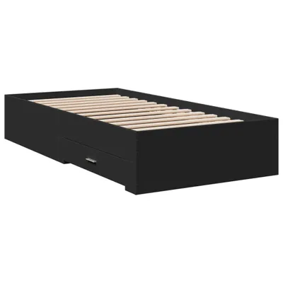 Obrázek produktu pro Rám postele se zásuvkami černý 75 x 190 cm kompozitní dřevo