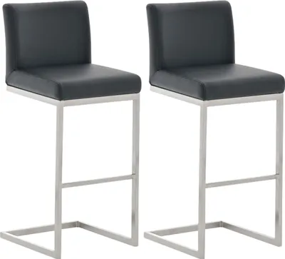 Produktbild von CLP 2er Set Barhocker Paros mit Kunstlederbezug Edelstahl Fußablage bis 240 kg schwarz