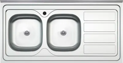 Immagine prodotto di Lavello cucina da appoggio 120x60 due vasche con gocciolatoio destro SA46DX