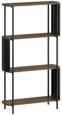 Image de Étagère bibliothèque avec 4 étagères, design incurvé | Couleur : Marron | Dimensions : 80 x 30 x 141 cm
