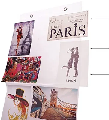 Produktbild von PromoHome® Fotovorhang mit 28 Fächern für Fotos 10x15 cm – Kombination Hoch- und Querformat – Transparenter Fotovorhang für Bilder und