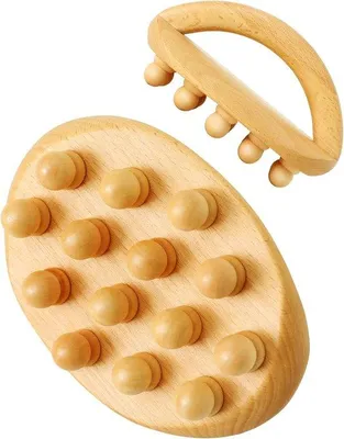 Imagen del producto de Herramienta de masaje terapéutico de madera, masajeador anticelulítico, cepillo de masaje de madera, alivio de la picazón, modelado corporal, estimulador de drenaje linfático