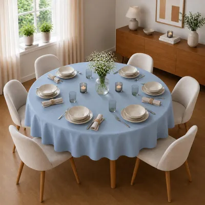 Immagine prodotto di Tovaglia Ø 135 cm per tavolo da cucina e da pranzo in blu-grigio