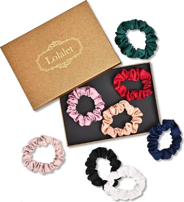 Produktbild von Lolalet Seide Haargummis Satin Scrunchies Damen Mädchen 8 Farben - Stil D