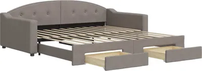 Obrázek produktu pro vidaXL Rozkládací postel se zásuvkami Taupe 100x200 cm Látka