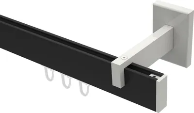 Produktbild von Interdeco Innenlaufstange / Gardinenstange mit Innenlauf Schwarz / Weiß, Typ Smartline Paxo (Kappe), 14x35 mm 1-läufig, 280 cm