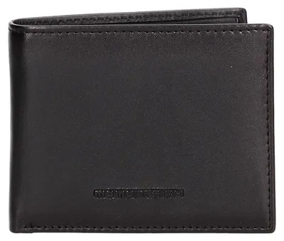 Imagen del producto de Cartera de cuero genuino, negra, diseño Momo, delgada y compacta