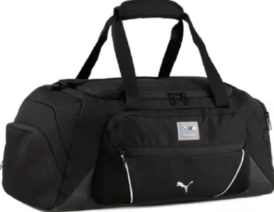 Produktbild von BMW Motorsport Puma Sporttasche „MMS“, Offizieller Fanartikel, Schwarze Sporttasche mit BMW M Details, 34L Volumen, Reißverschlussfächer, 100% Polyester