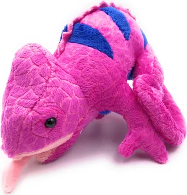 Image de Onwomania Peluche Tissu Animal caméléon rose rampant à écailles 17 cm