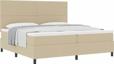 Produktbild von Boxspringbett Hellgrau und Weiß 200 x 200 cm Cordstoff