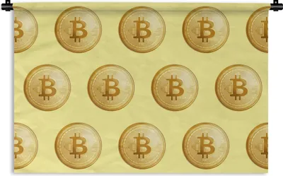 Produktbild von MuchoWow® Wandteppich Wandbehang Bitcoin - Gold - Muster - Gelb 150x100 cm Tapisserie Dekoration Wandtuch - Waschbar - Tapisserien - Wand-Decke