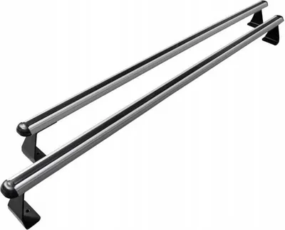 A pair of silver roof racks with black accents, presented on a white background.