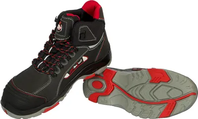 Produktbild von Arbeitsstiefel S3 Stahlkappe Arbeitsschuhe Bausschuhe Leder Schwarz-Rot (BTNRED) Gr. 43