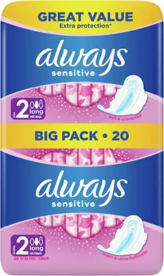 Immagine prodotto di Always - Asciugamani igienici - lunghi - Sensitive - 20 asciugamani igienici - 1 pezzo