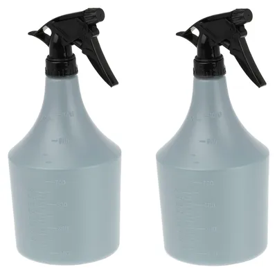 Image de Lot de 2 vaporisateurs Relaxdays, 1 litre, buse brume et jet, gradué, rechargeable, en plastique, gris/noir