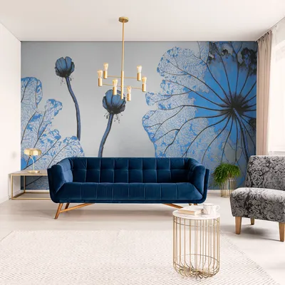 Produktbild von Muralo XXL Selbstklebende FOTOTAPETE BLAUE 3D Effekt Blaetter (B) 135 cm x (H) 90 cm Tapete Wandtapete WOHNZIMMER SCHLAFZIMMER 5182