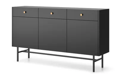 Produktbild von AX LIVING Kommode modern Dinley 155 cm Schwarz Matt mit Türen & Schubladen